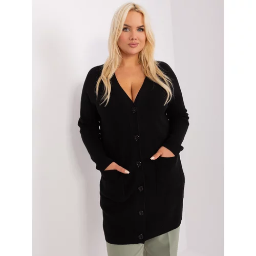 Fashion Hunters Black plus size sweater with pockets