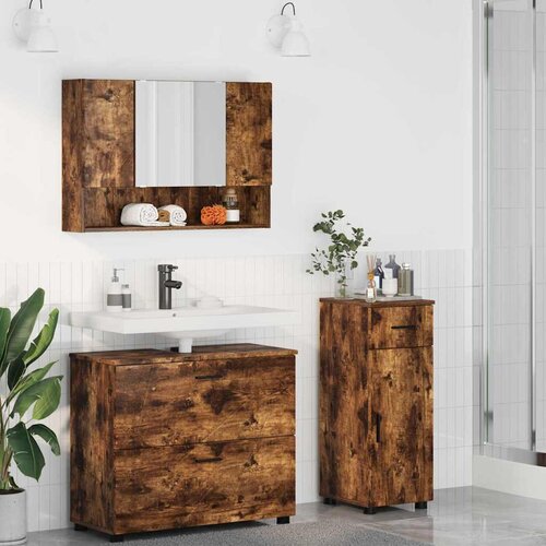 vidaXL set namještaja za kupaonicu s ladicama 3 pcs dimljeni hrast Cijene