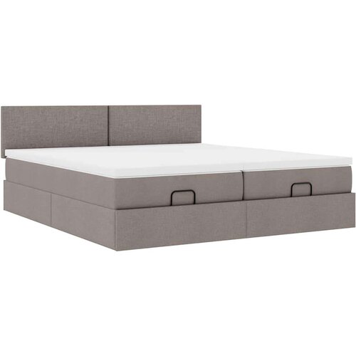 VidaXL otomanski okvir kreveta s madracima smeđesivi 200x200cm tkanine Slike