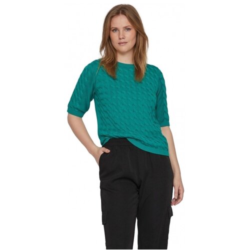 Vila Puloverji Noos Knit Chao 2/4 -Alhambra Modra Cene