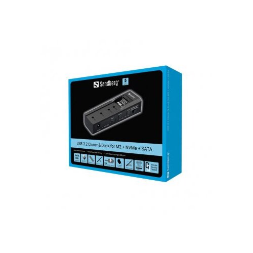 Sandberg USB 3.2 Kloner i Dock za M.2 + NVMe + SATA Slike