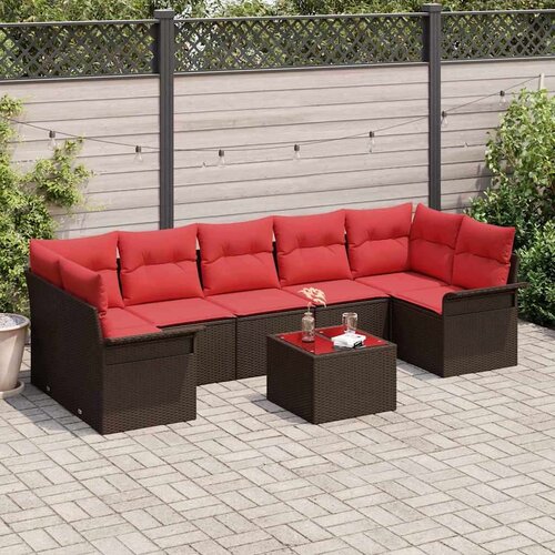  Vrtna sedežna garnitura 8 pcs Bež Rdeča 55 x 55 x 37 cm, (5000021708) Cene