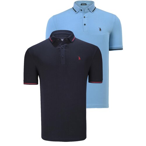 Dewberry DOUBLE SET T8586 MEN'S T-SHIRT-NAVY-LIGHT BLUE Cene
