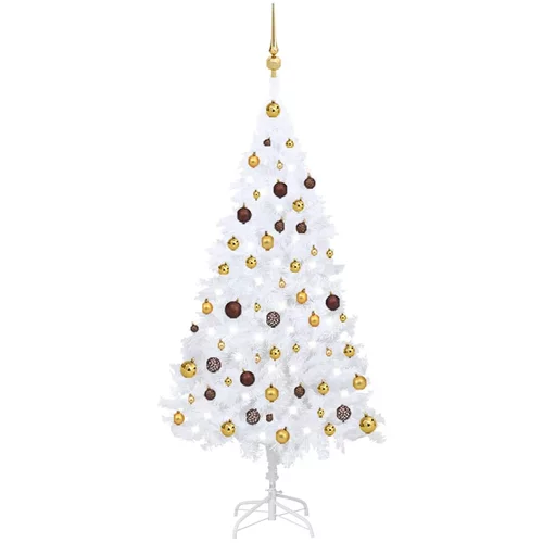  Umjetno božićno drvce s LED svjetlima i kuglicama bijelo 150 cm