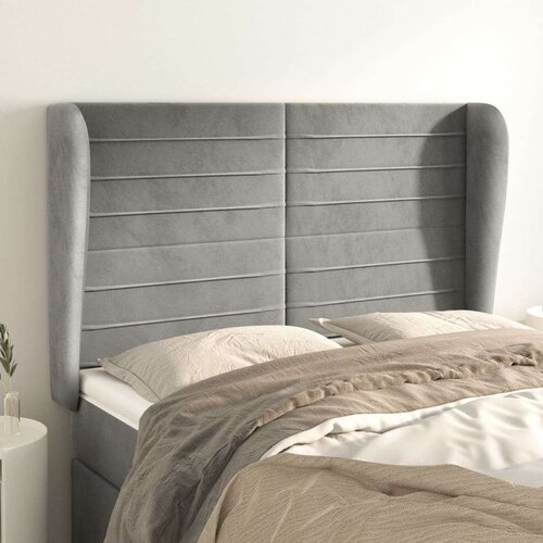  Uzglavlje s ušima svjetlosivo 147x23x118/128 cm baršunasto Cijene
