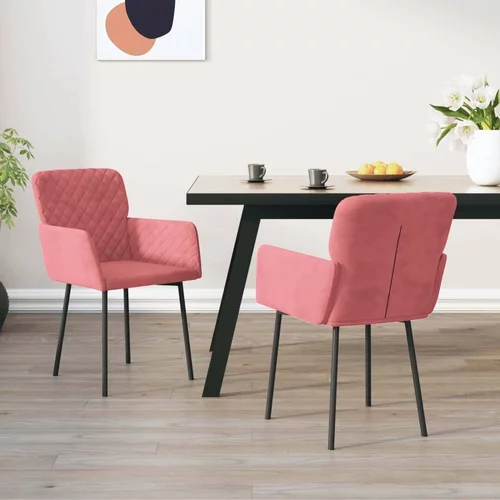  Blagovaonske stolice 2 kom ružičaste baršunaste