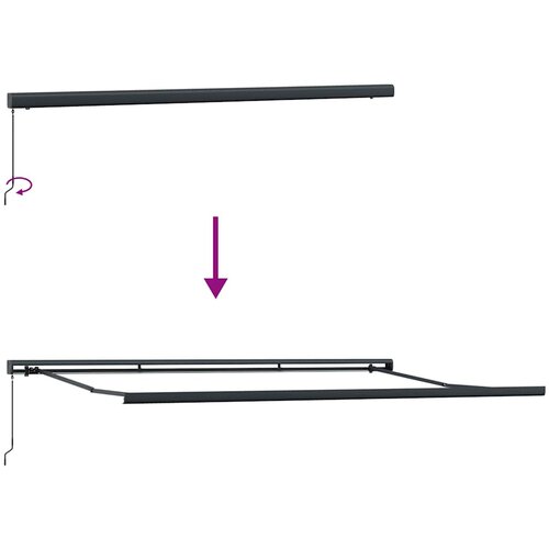 Tenda na uvlačenje antracit-bijela 4,5x3 m tkanina i aluminij Slike