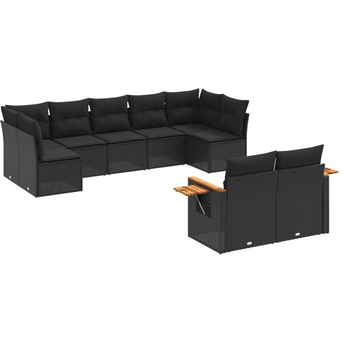  9-dijelni set vrtnih sofa s jastucima crni od poliratana Crna 85 x 62 x 69 cm Slike