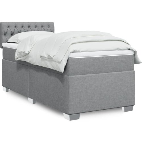  The Living Store Box spring postelja z vzmetnico svetlo siv 100x200 cm blago - Box Spring Postelja, (21496794) Slike