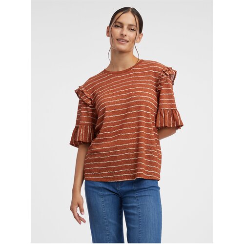 Orsay Brown Women Striped T-Shirt - Women Cijene