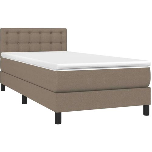  Krevet box spring s madracem LED smeđesivi 90x190 cm tkanina Slike