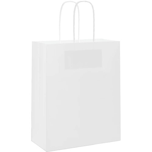  Papirnate vrećice 250 kom s ručkama bijele 18x8x22 cm Slike