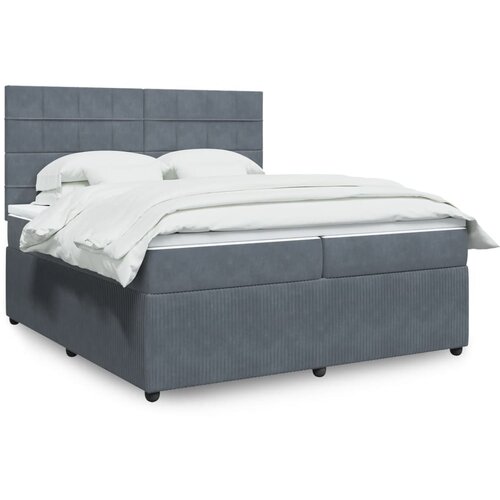 VidaXL Box spring postelja z vzmetnico temno siva 200x200 cm žamet Slike