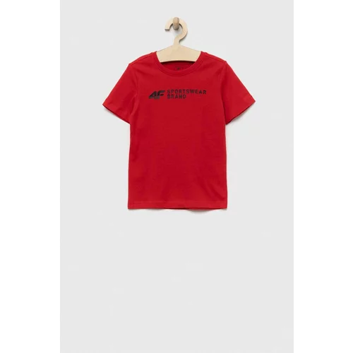 4f Otroška bombažna kratka majica rdeča barva