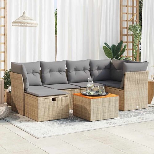 vidaXL 7-dijelni set vrtnih sofa od poliratana s jastucima bež Cijene