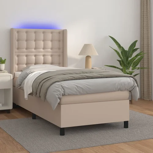 vidaXL Krevet box spring i madrac LED cappuccino 80x200cm umjetna koža