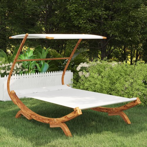 vidaXL Vrtni ležaj s krovom 165x203x138 cm masivno savijeno drvo krem Cijene
