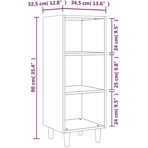  Komoda boja dimljenog hrasta 34,5x32,5x90 cm konstruirano drvo Slike