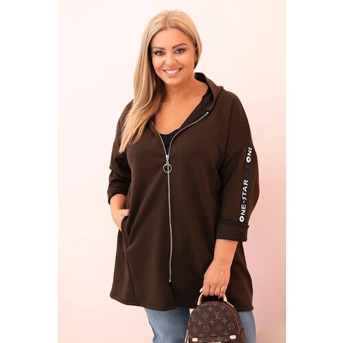 Kesi Włoski Women&amp;#039;s butter-colored sweatshirt with decorative sleeves black Slike