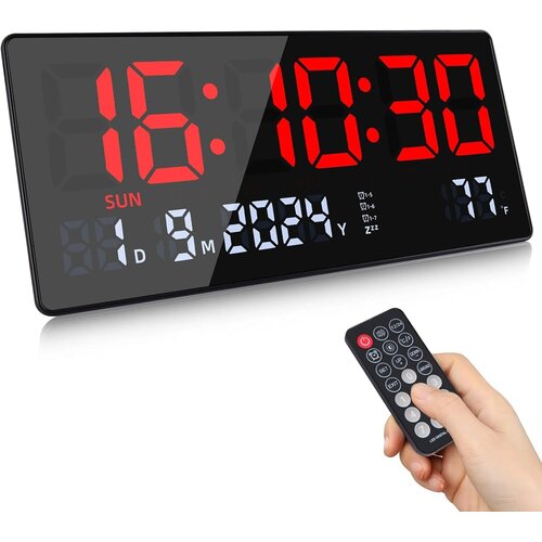 FULOON digitalna LED stenska ura 40 cm Slike