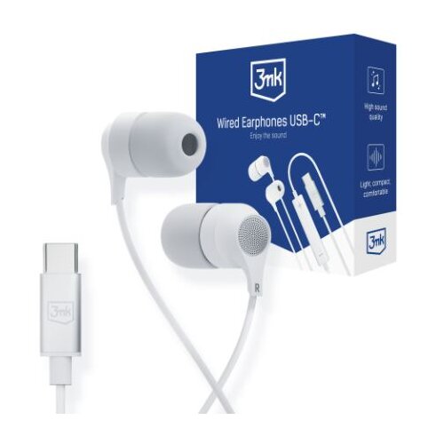 3mk žične slušalke USB-C - bele Cene