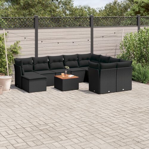  11-dijelni set vrtnih sofa od poliratana s jastucima crni Cijene