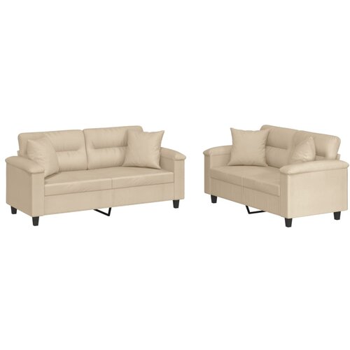 VidaXL 2-dijelni set sofa s jastucima krem od mikrovlakana Slike