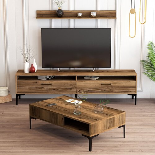 Hanah home Set TV komoda i klub stolić, orah Cijene