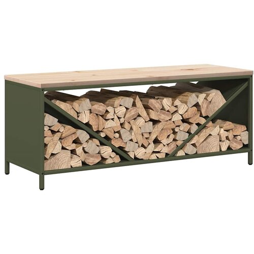  Stalak za drva za ogrjev s drvenim vrhom 100,5x35,5x40 cm Slike