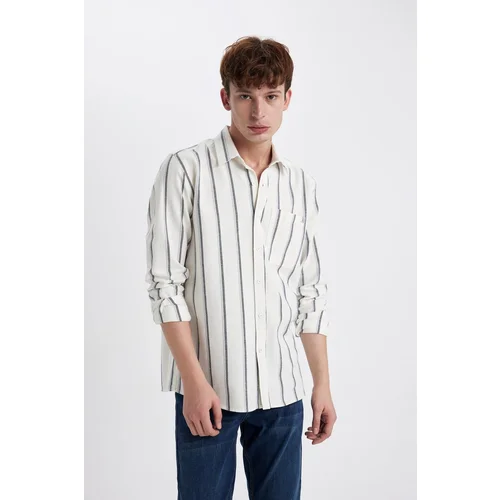 Defacto Regular Fit Striped Cotton Long Sleeve Shirt