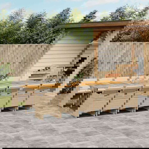  13-dijelni vrtni blagovaonski set od poliratana s jastucima bež Cijene