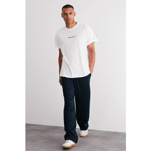 Trendyol Navy Blue Oversize/Relaxed Fit Elastic Waist Sweatpants with Label