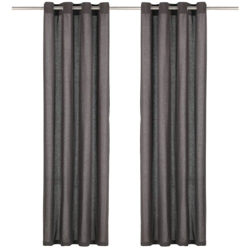  Zavjese s metalnim prstenima 2 kom pamučne 140x245 cm antracit Slike