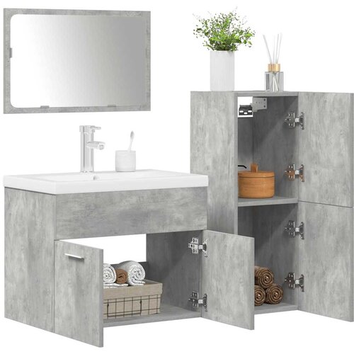 vidaXL 4-dijelni set kupaonskog namještaja siva boja betona drveni Cijene
