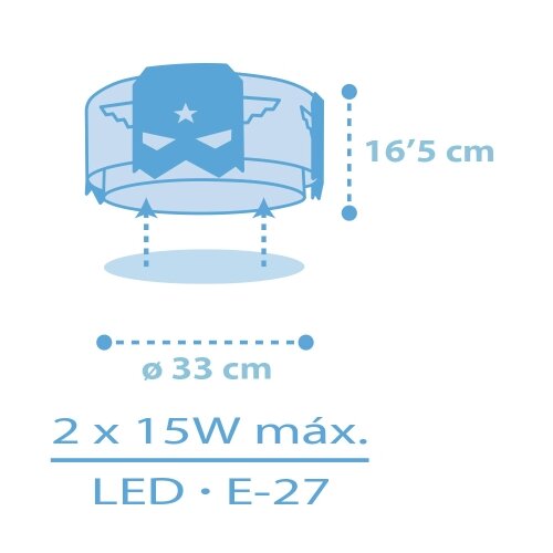 Dalber 61816 - Dečije plafonsko svetlo BLUE HERO 2xE27/15W/230V Slike