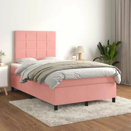 Box spring postelja z vzmetnico roza 120x200 cm žamet, (20895939)