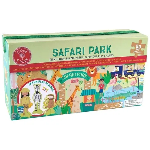 Floss&Rock® sestavljanka giant floor puzzle z igralnimi figuricami safari park (60 kosov)