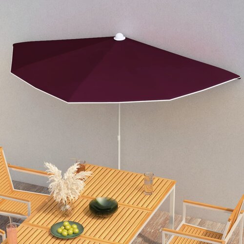  Vrtni polukružni suncobran sa &amp;scaron;ipkom 180 x 90 cm bordo Slike
