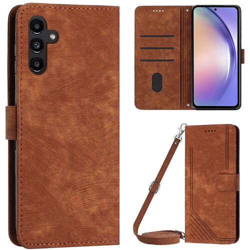 INORCO Ovitek za telefon z vtisnjenimi črtami za Samsung Galaxy A34 5G PU usnjen ovitek s stojalom in preklopno denarnico, (22035765) Slike