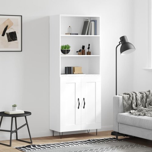 vidaXL Visoka omara bela 69,5x34x180 cm inženirski les Cene