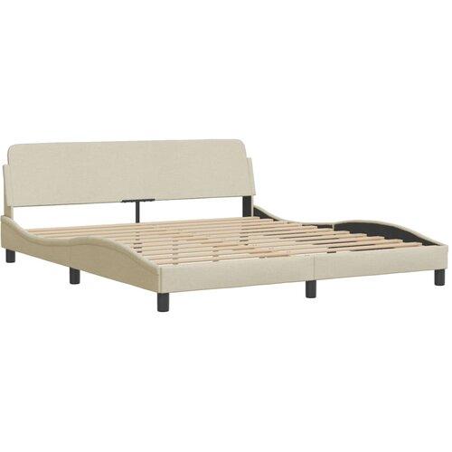 VidaXL Posteljni okvir z vzglavjem krem 160x200 cm blago, (21072542) Slike
