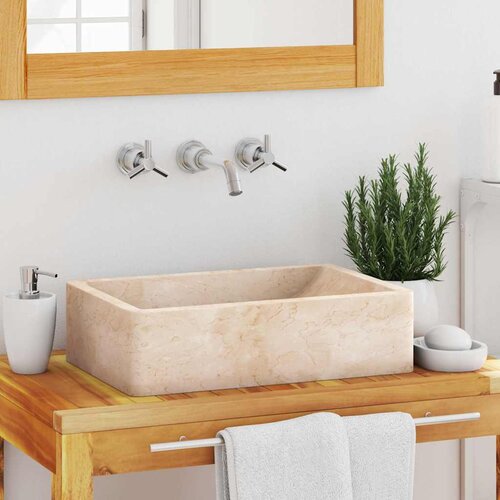 The Living Store Umivalnik 45x30x12 cm marmor visok sijaj krem - Umivalnik, (21750100) Cene