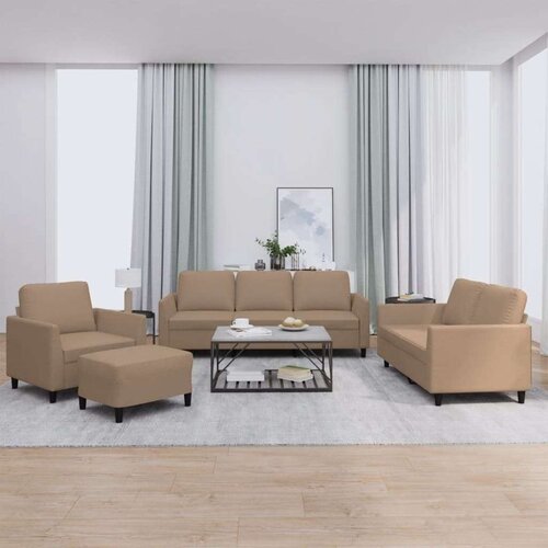  4-dijelni set sofa s jastucima boja cappuccina od umjetne kože Cijene