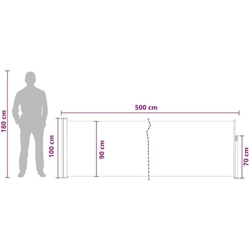  Retraktabilna bočna tende Sivosmeđa 500 x 100 cm Poliester - Sivosmeđa 100 x 500 cm Slike