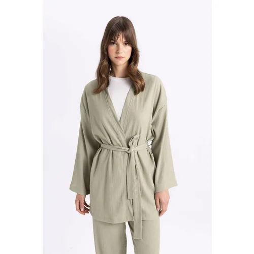 Defacto Relax Fit Shawl Collar Wrap Kimono