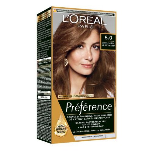 L&amp;acute;Or&amp;eacute;al Paris Pr&amp;eacute;f&amp;eacute;rence boja za kosu obojena kosa 60 ml nijansa 5.0 za žene Slike