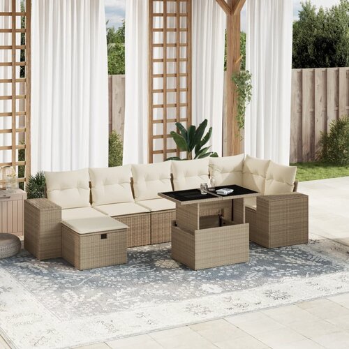 VidaXL 8-dijelni set vrtnih sofa od poliratana s jastucima bež Slike