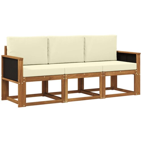 vidaXL Zunanja garnitura za sedenje z blazino 3 pcs Naravna in smetana, (5000280965) Cene