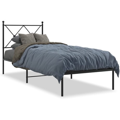 VidaXL Metalni okvir za krevet s uzglavljem crni 80x200 cm Slike