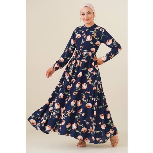 Bigdart 2144 Judge Collar Hijab Dress - Navy Blue. Cene
